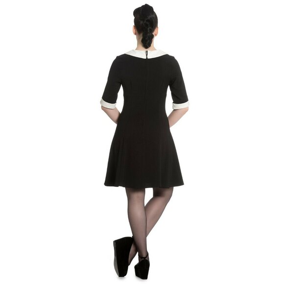 Large New Unworn Hell Bunny Magpie Dress Modcloth Hot Topic Wednesday Addams - Picture 2 of 6